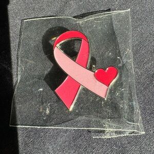 Pink Ribbon Heart Brooch Pin